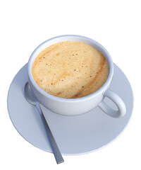 Hot coffee cappuccino in ceramic cup isolated on white background, clipping path included isolate