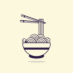 Pho Noodles Premium Vector, Best Minimal Asian Food Clip Art Vector With Creative Background Creative Hi-Quality Delicious Noodles Illustration Clip Art Design. 