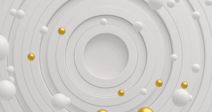 Abstract opener background with white and gold spheres above white circles