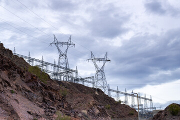 power transmission structures at Parker Dam in California on the Colorado River