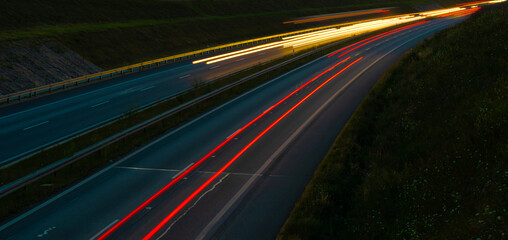 lights of cars with night. long exposure