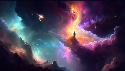 nebula in space magic glowing fantasy digital illustration