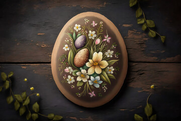 Obraz na płótnie Canvas colorful Easter eggs on the table top, generative AI