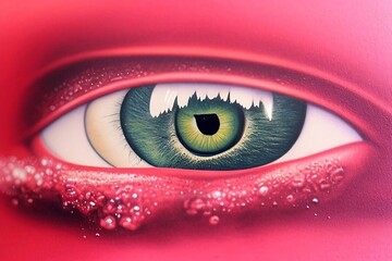eye inside an eye red oil painting style generative ai