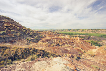 Rugged terrain landscape of the Badlands of Drumheller