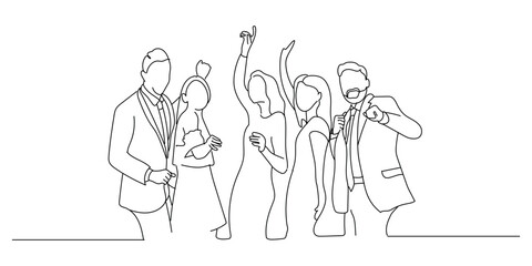 Dancing happy people on white background