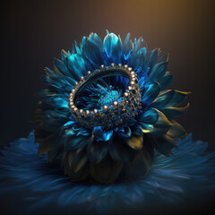 special golden ring on a fantasy flower