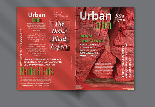 Brochure Cover Layout with Urban Garden Pictures Earth Natural Organic Color Theme