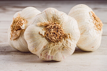 garlic on a wooden background
