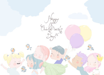 group of children with balloons