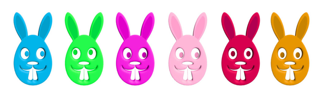 easter egg bunny face easter rabbit hare masks isolated on white