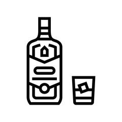 whiskey drink bottle line icon vector illustration