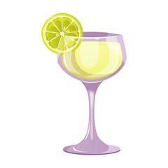 Daiquiri classic cocktail with rum, lime juice, sugar. Italian aperitif cocktails. Alcoholic beverage for drinks bar menu. Beach Holidays, summer vacation, party, cafe bar, recreation. Vector