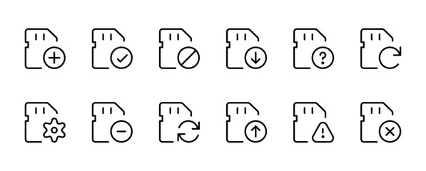 Memory card icon, sd card icon sign symbol, control, operation icon. Set of sd card icons. vector editable, Design can use for web and mobile app and ui