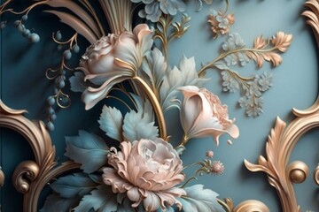 Background with ornament rococo flowers