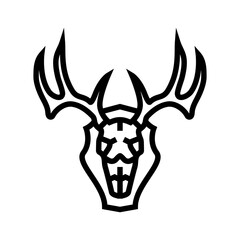 skull deer horn animal line icon vector illustration