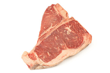 Fresh raw T-bone steak beef meat isolated on white background