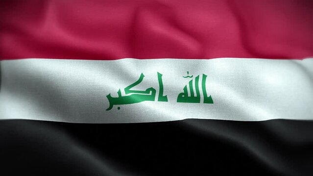 4K Textured Flag of Iraq Animation Stock Video - Iraqi Flag Waving in Loop - Highly Detailed Iraq Flag Stock Video