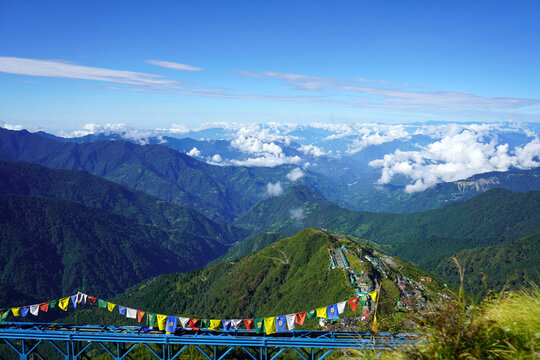 View of Zuluk Village from Skyline with Mountain Range at Silk Route Sikkim