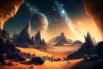 Another world landscape, abstract fantasy backgrounds. Generated AI