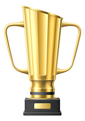 Trophy award mockup. Golden winner cup in realistic style