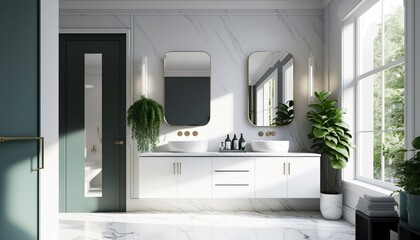 Contemporary high-end bathroom, generative ai