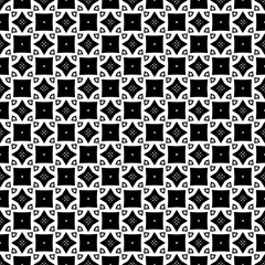 Black and white seamless pattern texture. Greyscale ornamental graphic design. Mosaic ornaments. Pattern template. Vector illustration. EPS10.