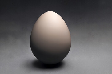 Black chicken egg on dark black background with soft light close-up. Generative AI.