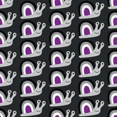 Fototapeta premium Seamless decorative pattern with snails with a shell of colors of the Asexual Flag. Print for textile, wallpaper, covers, surface. Retro stylization. For fashion fabric. lgbtqa symbols