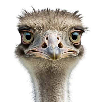 close up of an ostrich, transparent background png