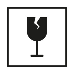 Cracked glass wine icon. Vector illustration.