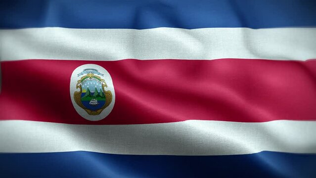 4K Textured Flag of Costa Rica Animation Stock Video - Costa Rican Flag Waving in Loop - Highly Detailed Costa Rica Flag Stock Video stock video