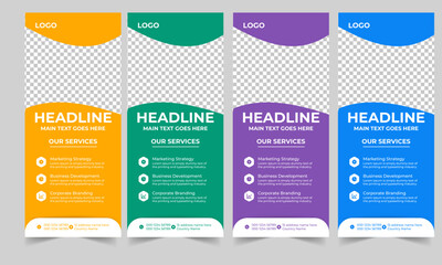 Business Roll Up Banner corporate Roll up background for Presentation, Vertical roll up, x-stand, exhibition display, Retractable banner
