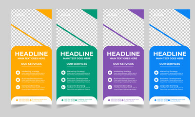 Business Roll Up Banner corporate Roll up background for Presentation, Vertical roll up, x-stand, exhibition display, Retractable banner