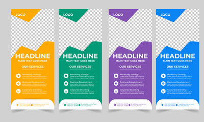 Business Roll Up Banner corporate Roll up background for Presentation, Vertical roll up, x-stand, exhibition display, Retractable banner
