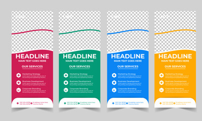 Business Roll Up Banner corporate Roll up background for Presentation, Vertical roll up, x-stand, exhibition display, Retractable banner