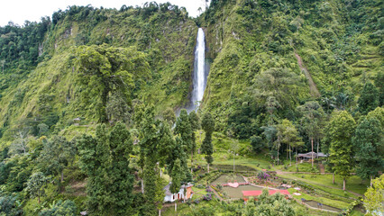 Citambur waterfall Cianjur in Indonesia. Famous tourist attractions and landmarks destination in...