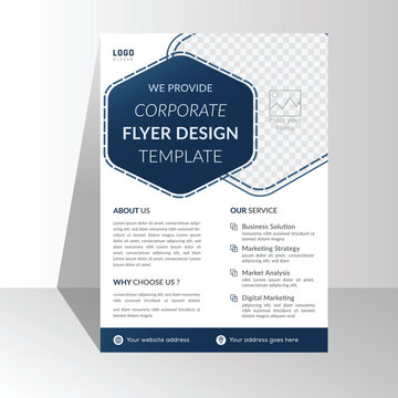 clean creative template and modern design. Corporate business flyer template design with gradient blue color. a4 half page size free corporate flyer vector illustration image