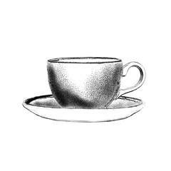 Filiżanka do kawy i herbaty - szkic, ilustracja - obrazy, fototapety, plakaty