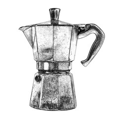 Kawiarka do kawy - szkic, ilustracja
