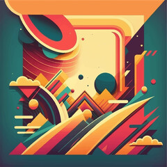 Retro style colorful background with flat designed