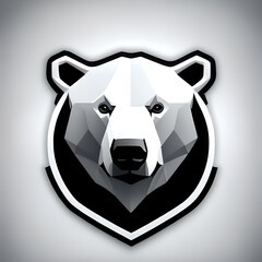 Black and white logo of a hockey team with a polar bear. Sports team emblem. Generative AI.