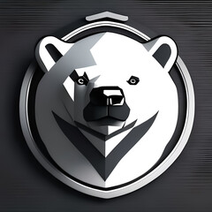 Black and white logo of a hockey team with a polar bear. Sports team emblem. Generative AI.
