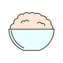 Bowl porridge cartoon. Cooking background. Healthy eating. Vector illustration.