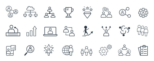 Teamwork of Business people, human resources vector icon set