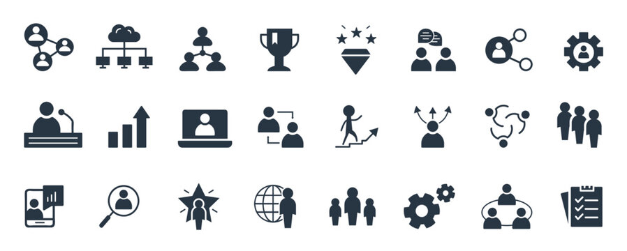 Teamwork of Business people, human resources vector icon set