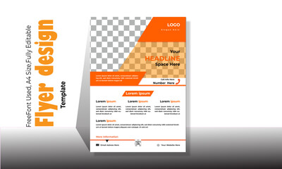 A4 size flyer template, modern template, in Orange & blue color, and modern design, perfect for creative professional business