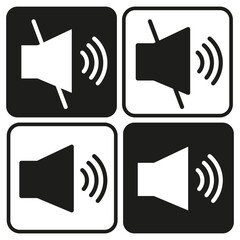 Speakers buttons icons. Alert symbol. Vector illustration.