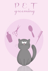 illustration of a nice cat for pet grooming