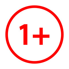 1 plus restriction sign. Movie concept. Sign forbidden. Vector illustration.